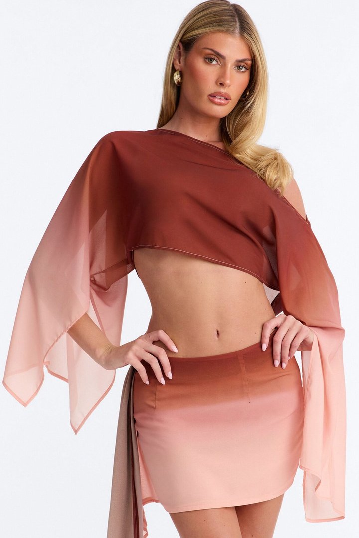 Sundown Escape Ombre Skirt Set - Rust/combo