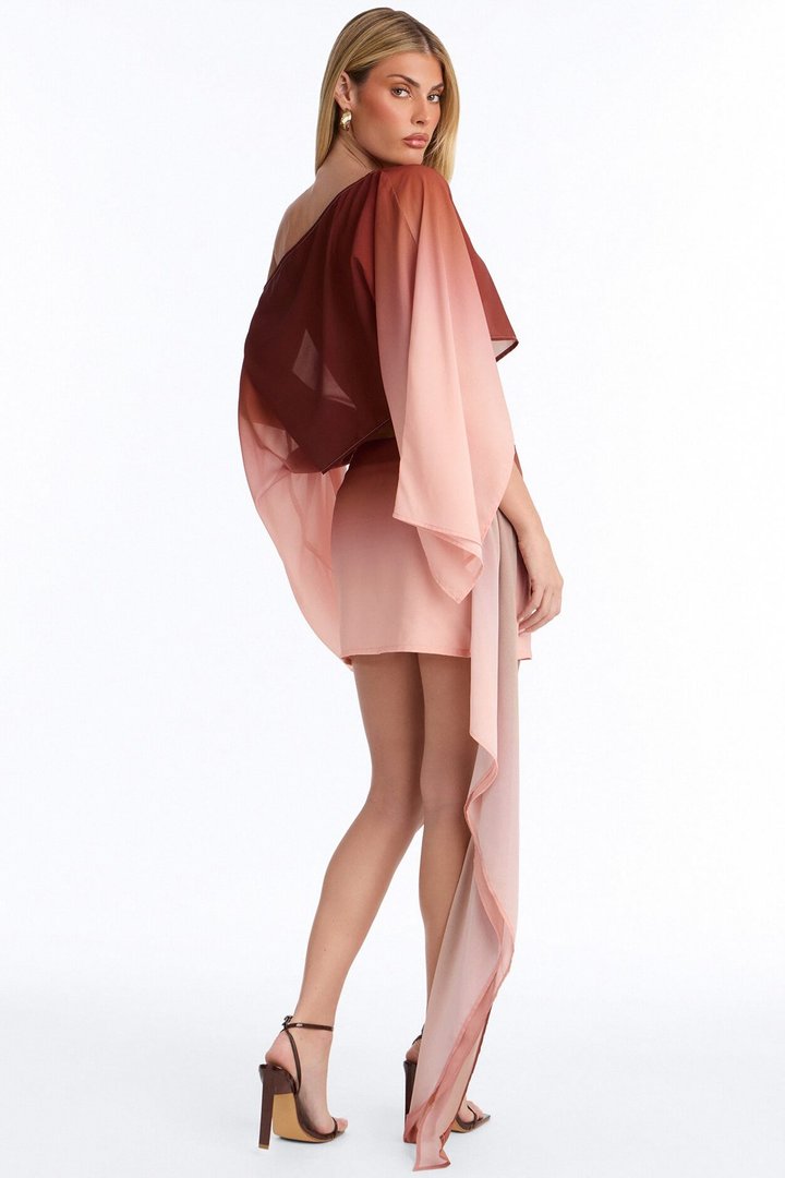 Sundown Escape Ombre Skirt Set - Rust/combo