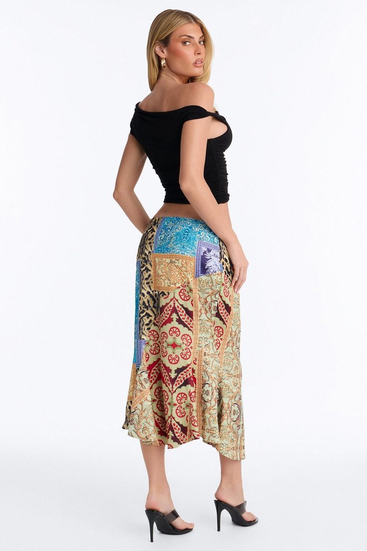 Newest Obsession Satin Midi Skirt - Multi Color