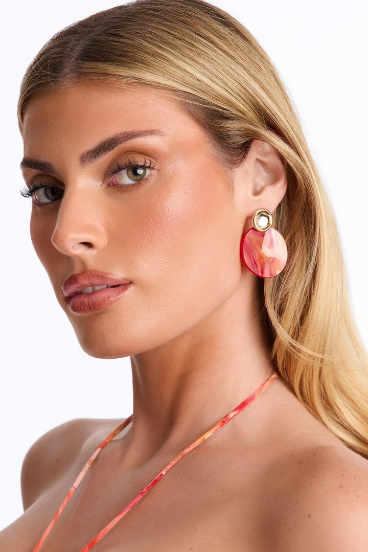 One Call Away Drop Earrings - Red/combo