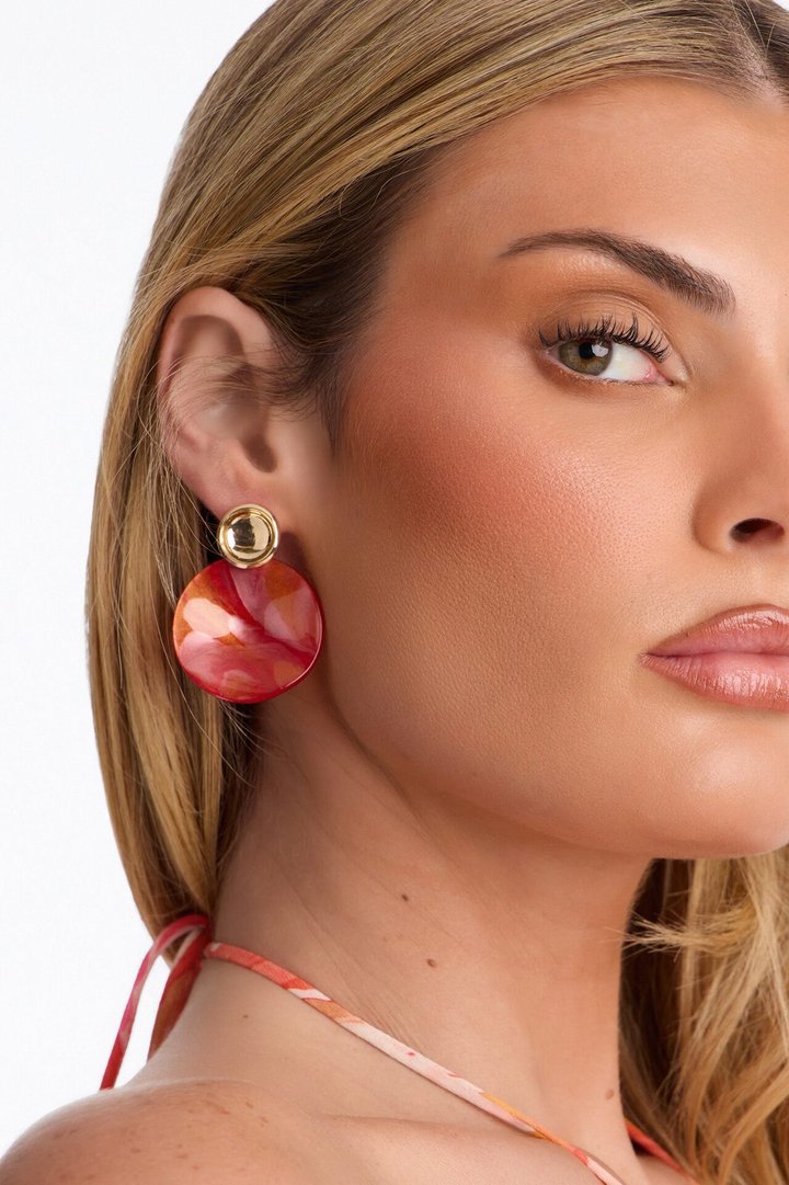 One Call Away Drop Earrings - Red/combo