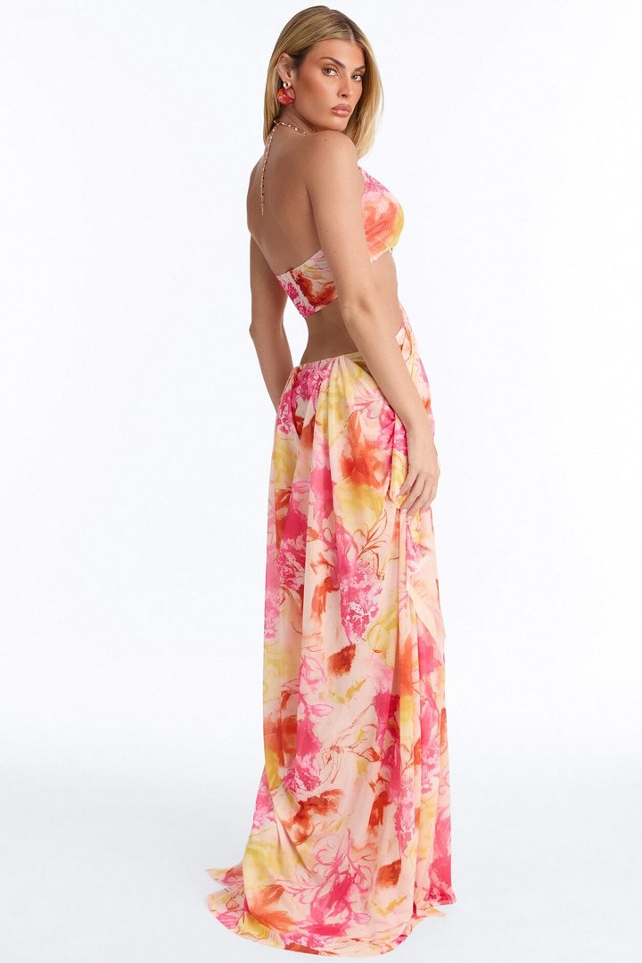 Hard To Ignore Mesh Maxi Dress - Pink/combo
