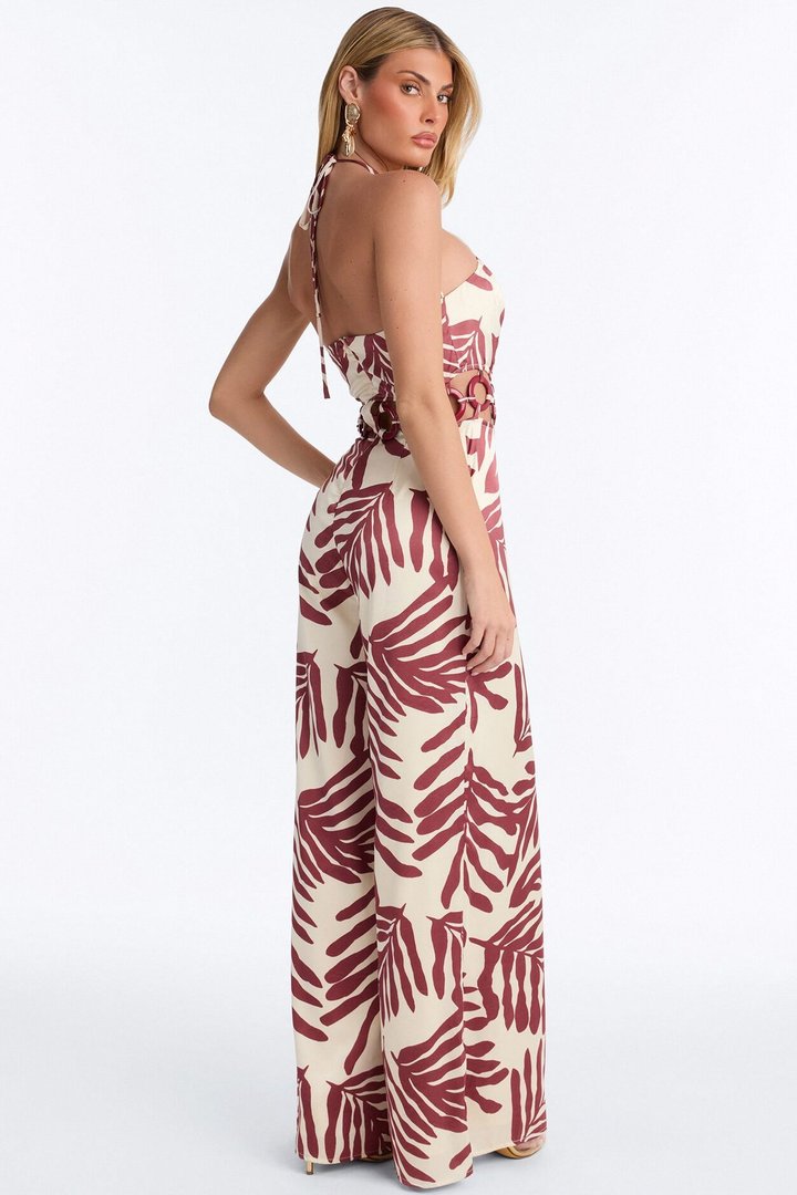 Palm Daydream Cut Out Jumpsuit - Rust