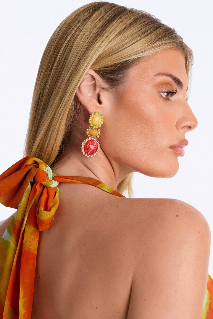 Summer Gaze Rhinestone Earrings - Multi Color