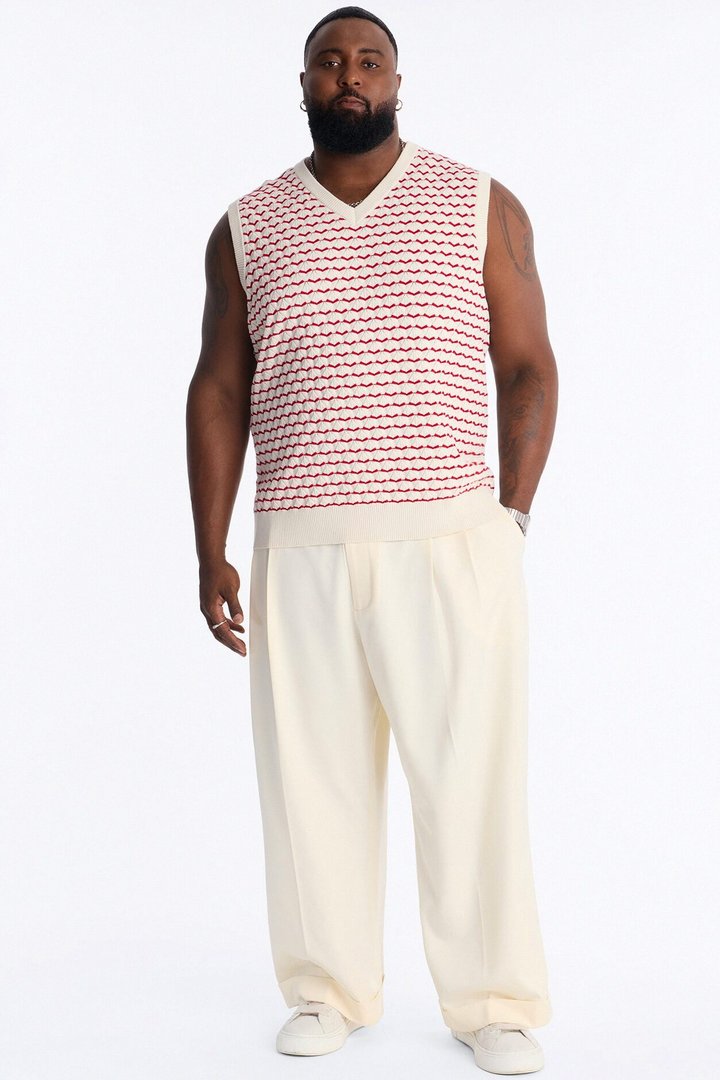 Diamond Textured Knit Tank - Cream/combo