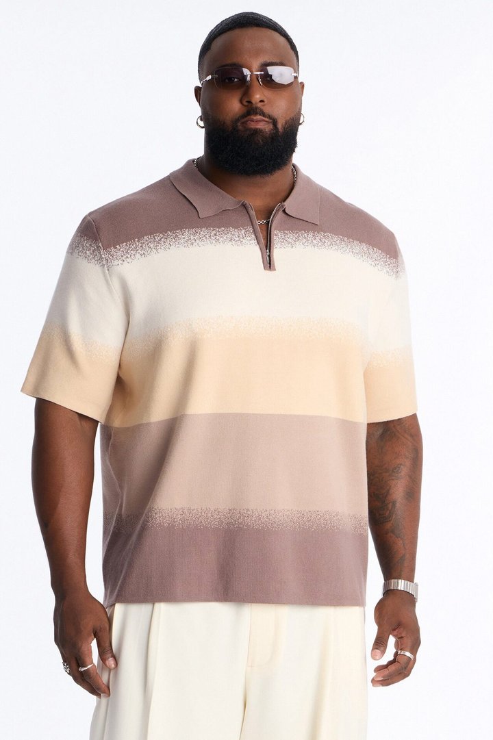 Mojave Dusk Quarter Zip Polo - Brown/combo