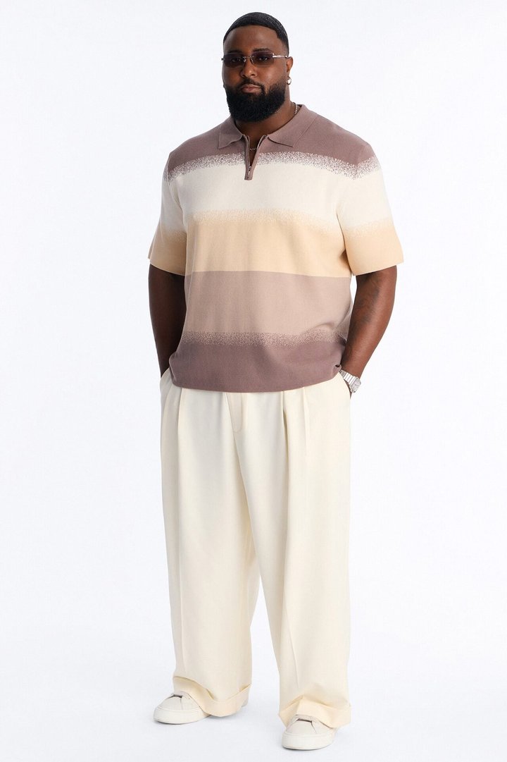Mojave Dusk Quarter Zip Polo - Brown/combo