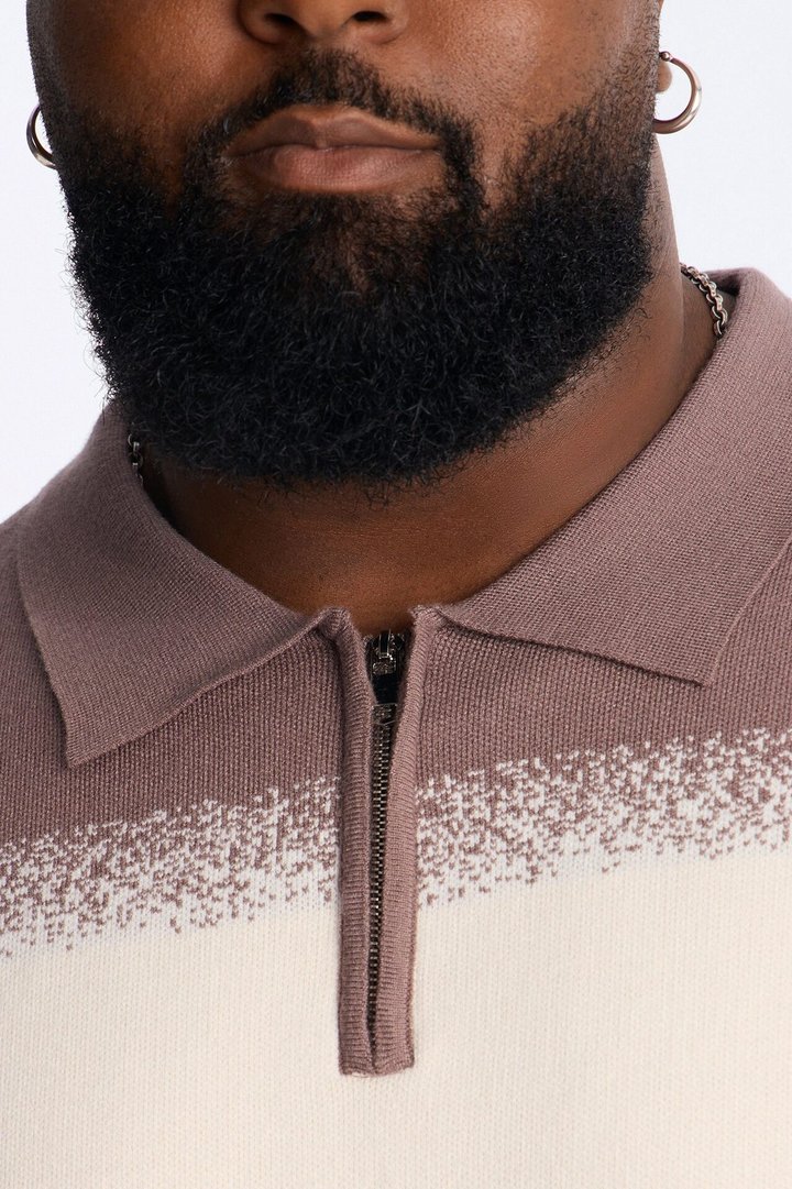 Mojave Dusk Quarter Zip Polo - Brown/combo