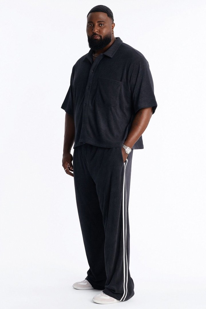 Classic Terry Cloth Baggy Pant - Black/combo