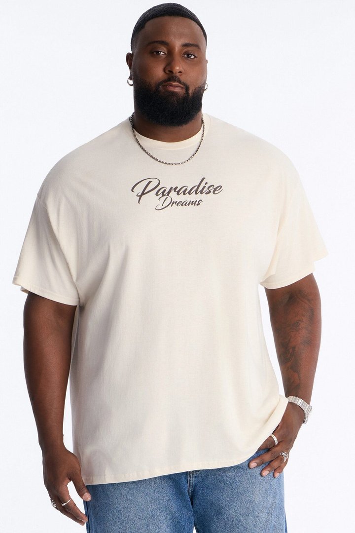 In Paradise Dreaming Oversized Short Sleeve Tee - Natural