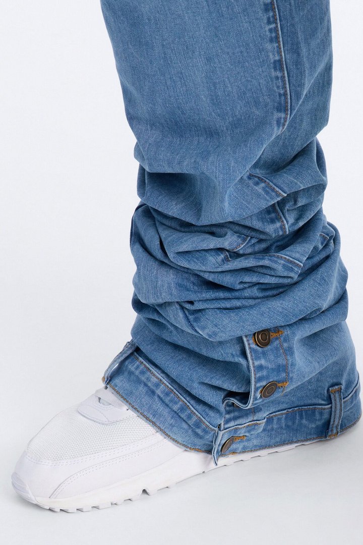 Ultra Stacked Skinny Cargo Jean - Medium Blue Wash