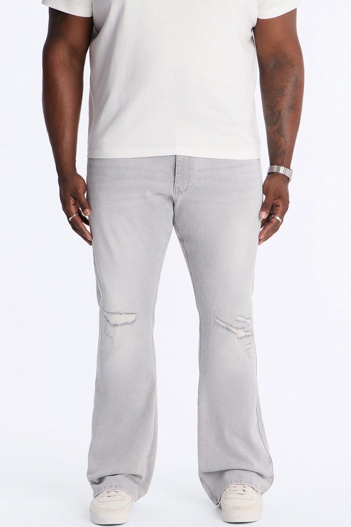 Dreamy Stacked Slim Flare Jeans - Grey