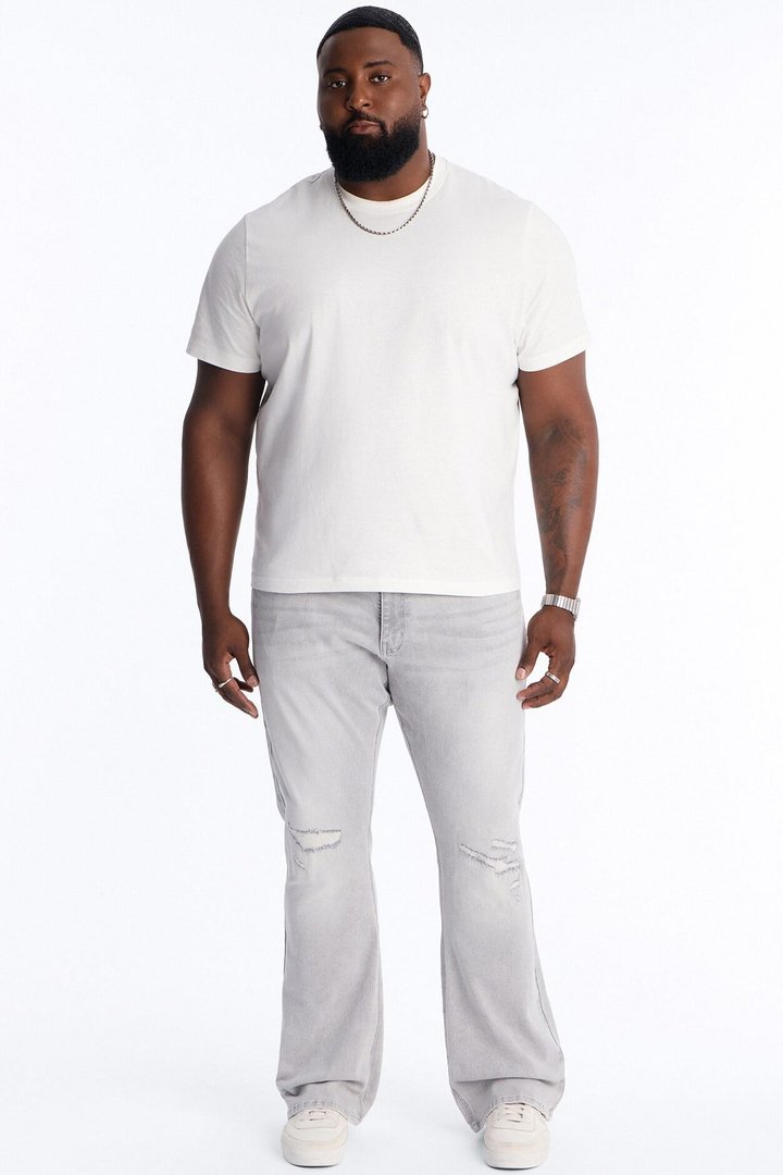 Dreamy Stacked Slim Flare Jeans - Grey