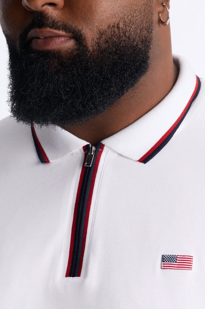 Americana Heartland Quarter Zip Polo - White/combo