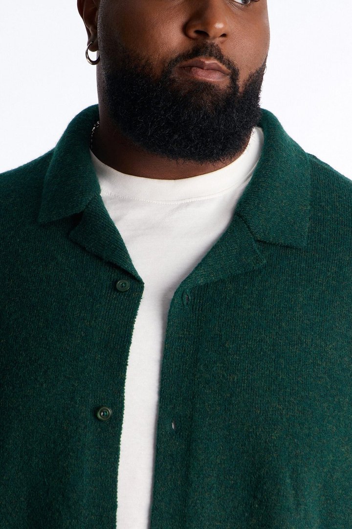 Soft Mode Relaxed Cuban Collar Button Up Shirt - Green