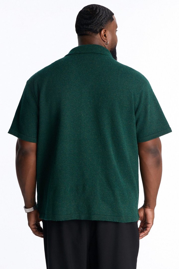 Soft Mode Relaxed Cuban Collar Button Up Shirt - Green