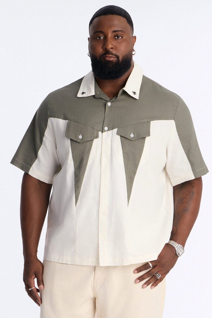House Of Clubs Button Up Shirt - Green/combo