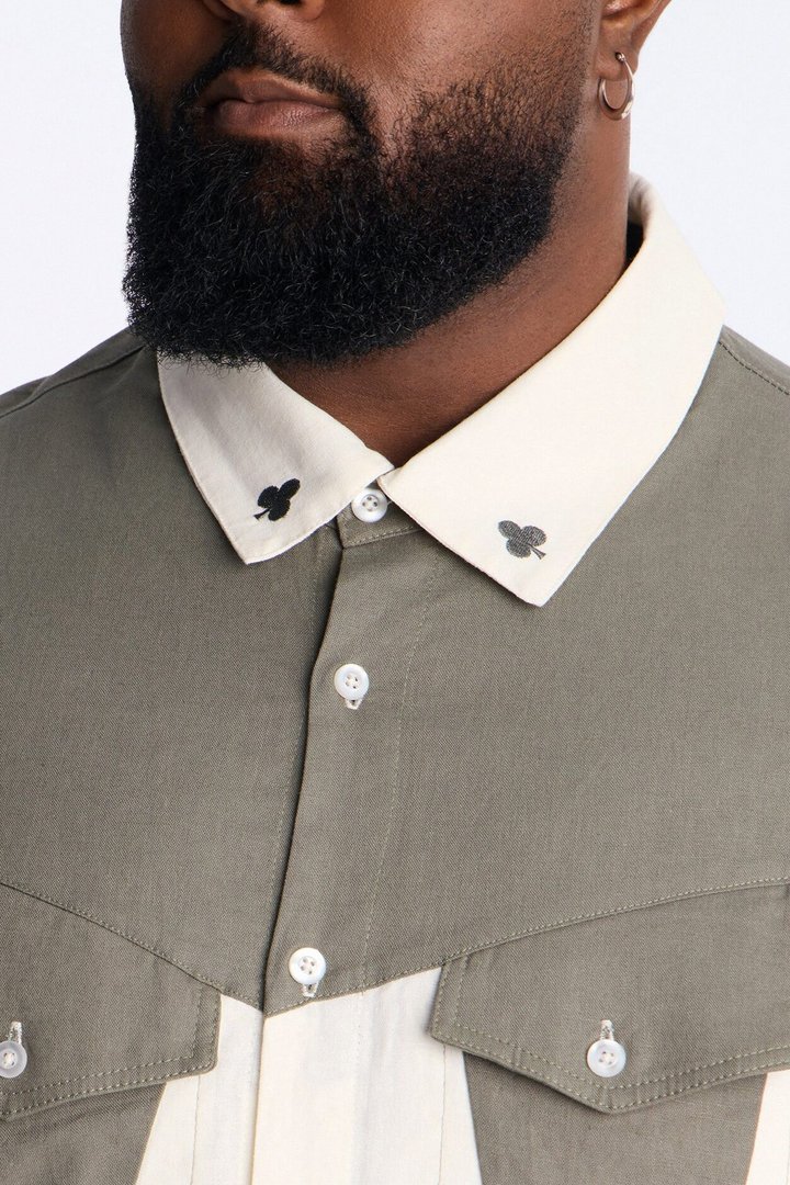 House Of Clubs Button Up Shirt - Green/combo