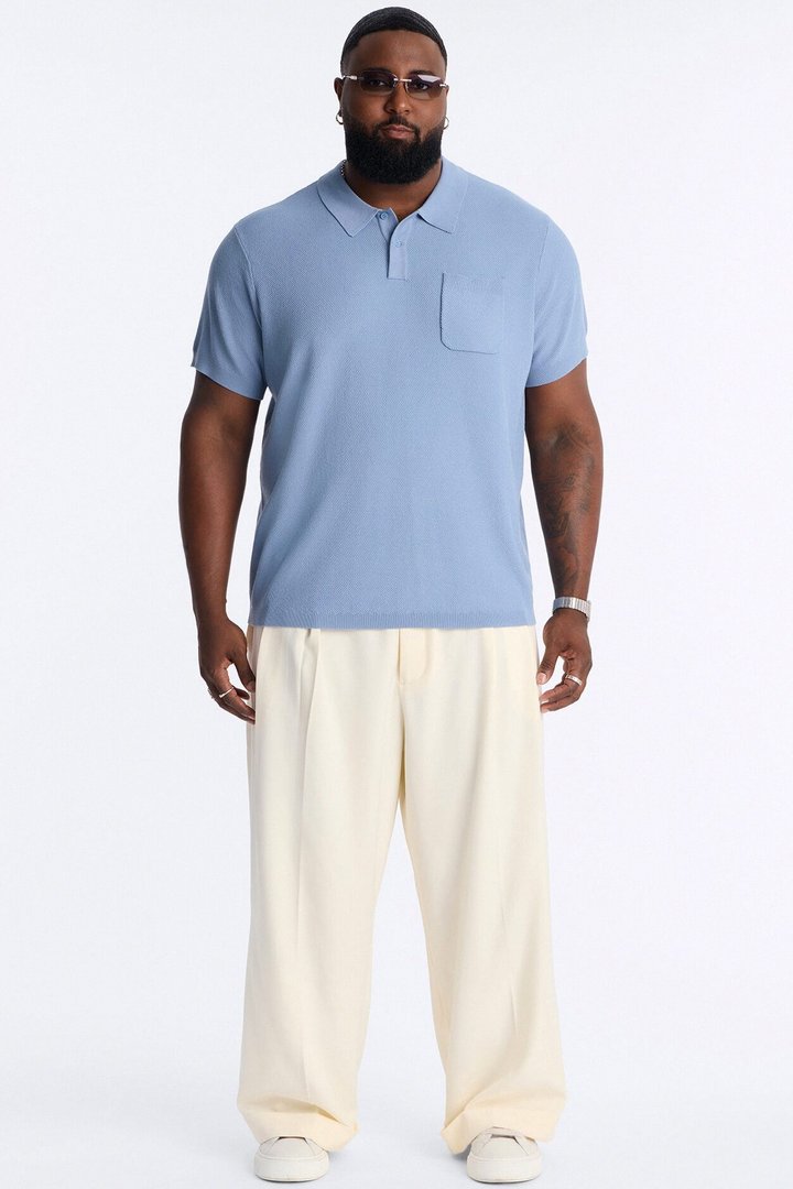 Everyday Pocket Pique Polo - Light Blue