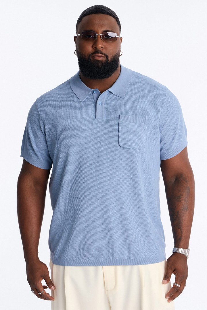 Everyday Pocket Pique Polo - Light Blue