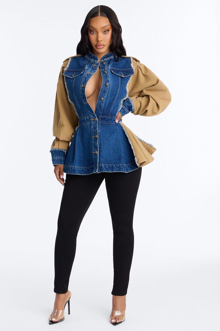Under My Rule Reconstructed Denim Jacket - Dark Wash