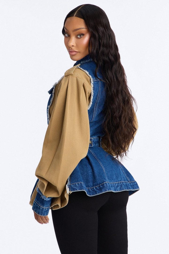 Under My Rule Reconstructed Denim Jacket - Dark Wash