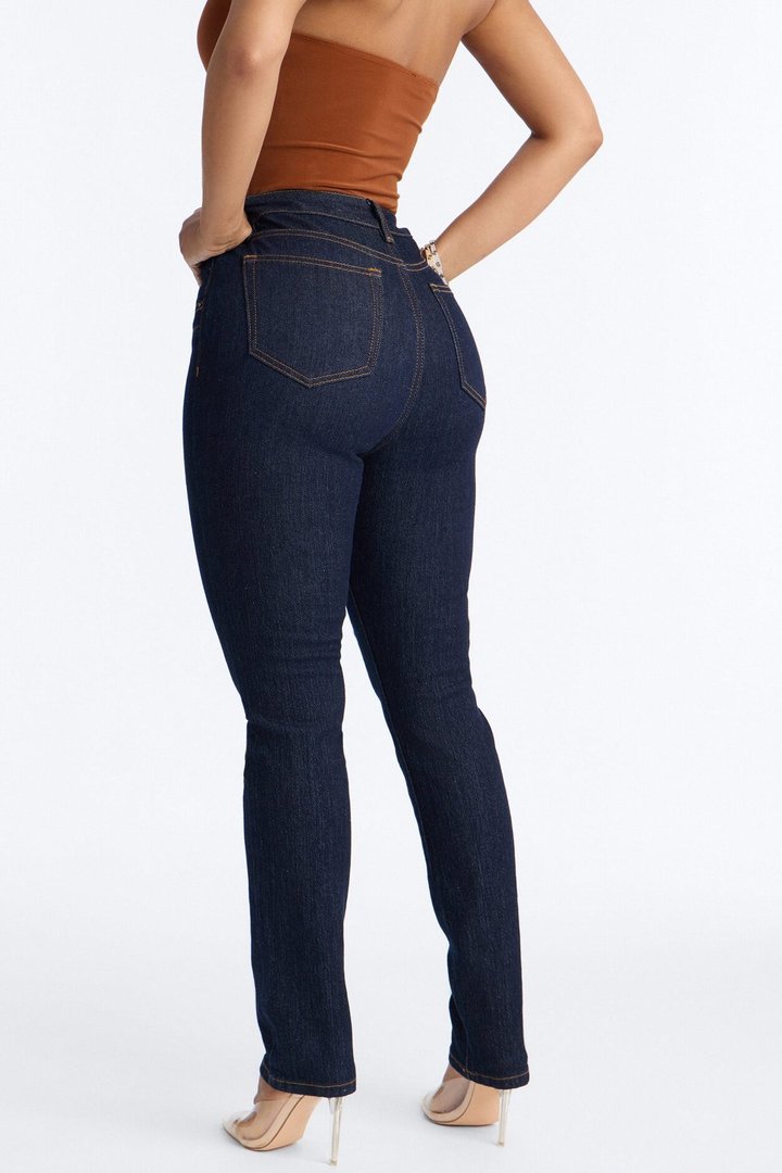 Good Intention Double Waistband High Rise Skinny Jeans - Dark Denim