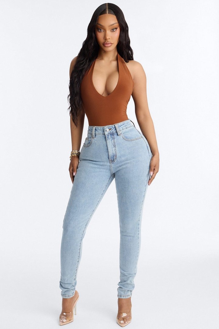 Shadow Play High Rise Cut Out Skinny Jeans - Light Wash
