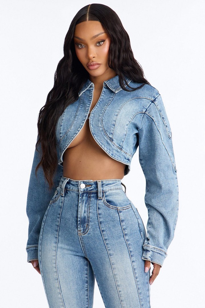 All Access Denim Bolero Jacket - Medium Wash