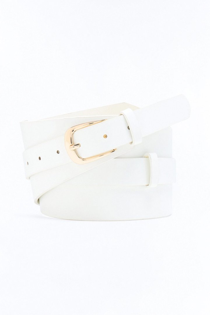 Snatched In Action Faux Leather Wide Belt - White