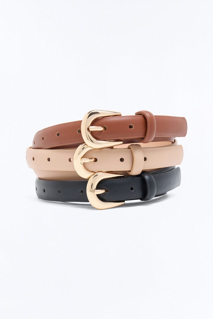 Miracle Mile Faux Leather Set Of 3 Belts - Brown/combo