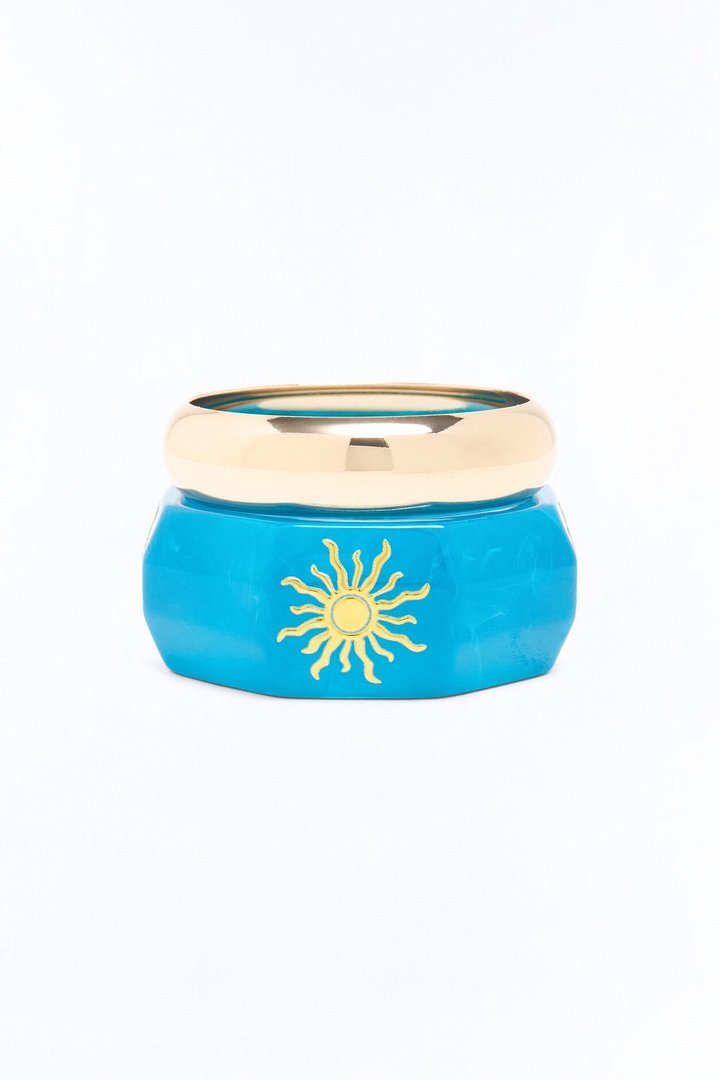 Ocean Sun 2 Piece Bracelet Set - Gold/Blue