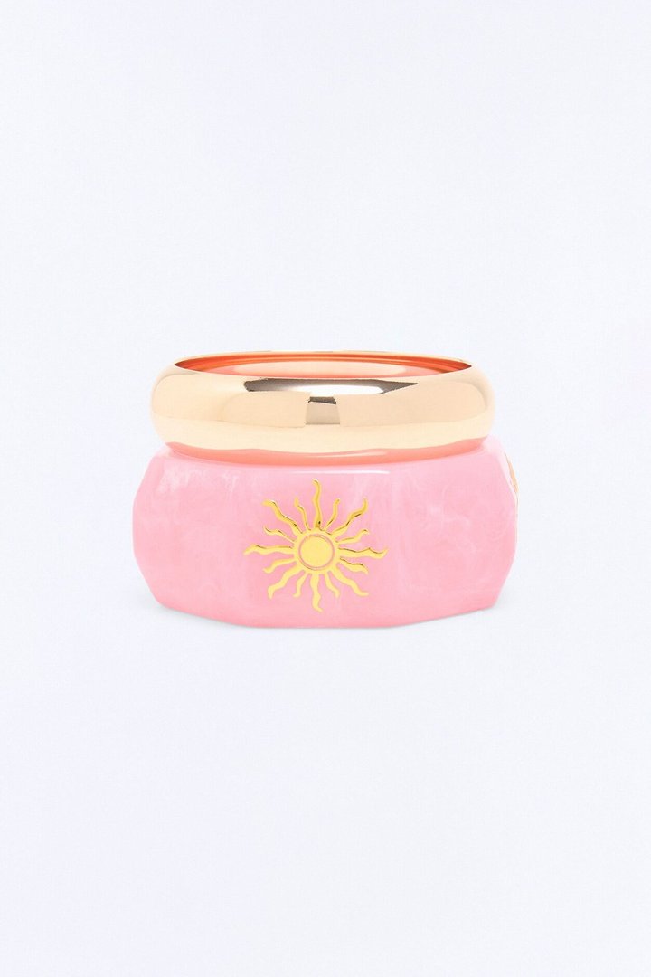 Ocean Sun 2 Piece Bracelet Set - Gold/Pink