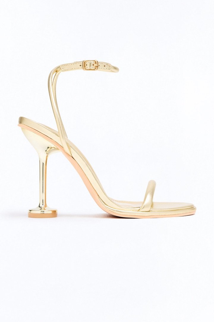 Jozette Ankle Strap Heels - Gold