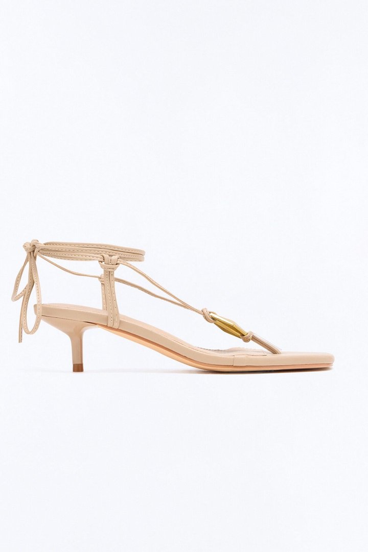 Senter Wrap Up Kitten Heels - Nude