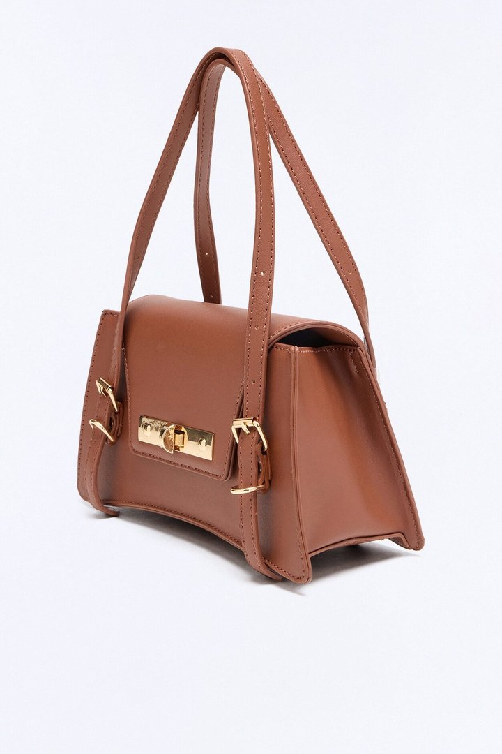 On That Note Faux Leather Satchel Handbag - Brown