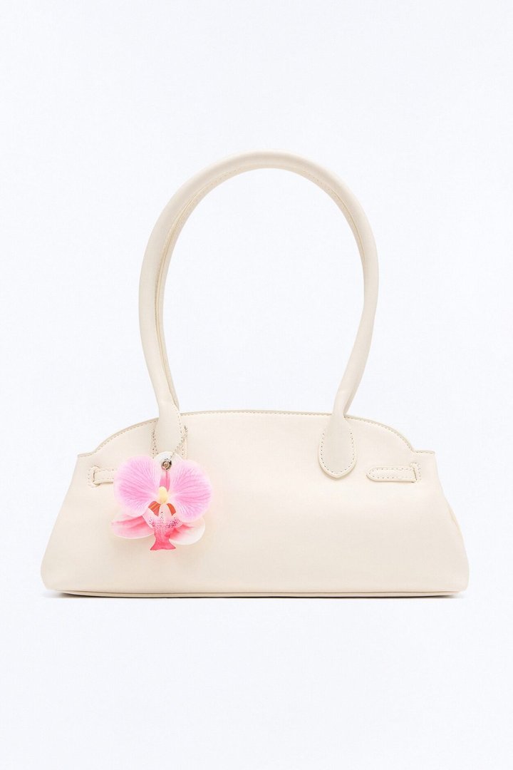 Orchid Of The Desert Faux Leather Handbag - Ivory