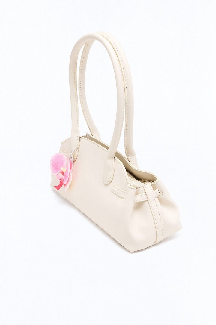 Orchid Of The Desert Faux Leather Handbag - Ivory