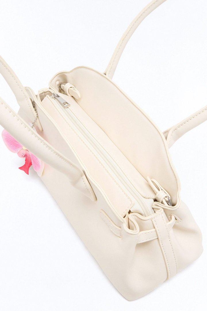 Orchid Of The Desert Faux Leather Handbag - Ivory