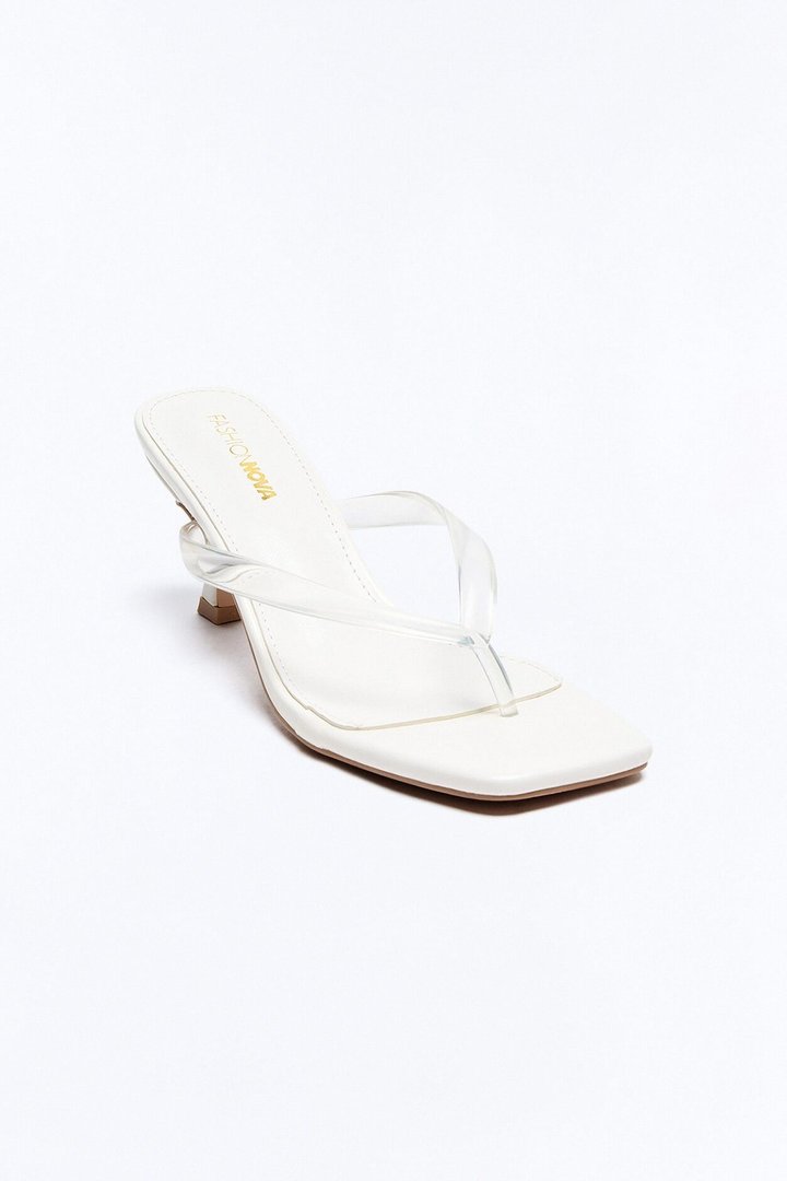 Energy Clear Strap Thong Heels - White