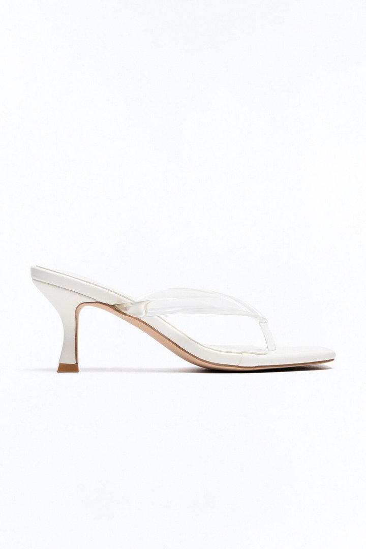 Energy Clear Strap Thong Heels - White