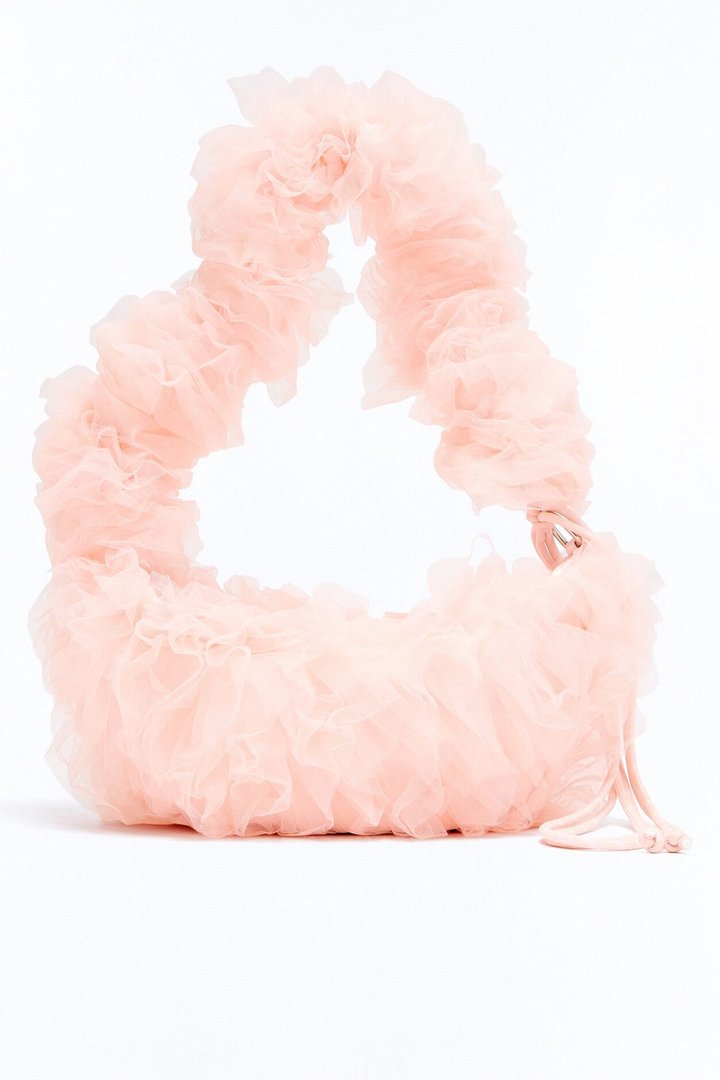On Cloud Nine Ruffle Shoulder Handbag - Blush