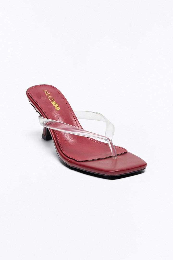 Energy Clear Strap Thong Heels - Wine