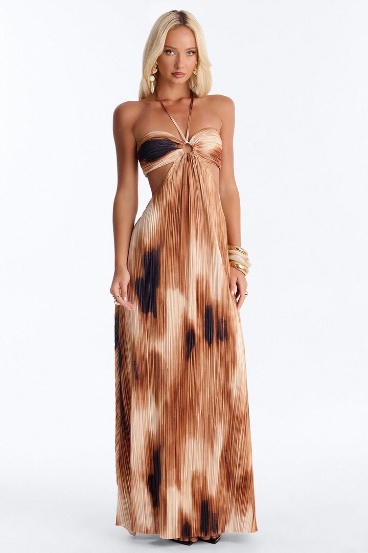 Where's The Sun Maxi Dress - Brown/combo