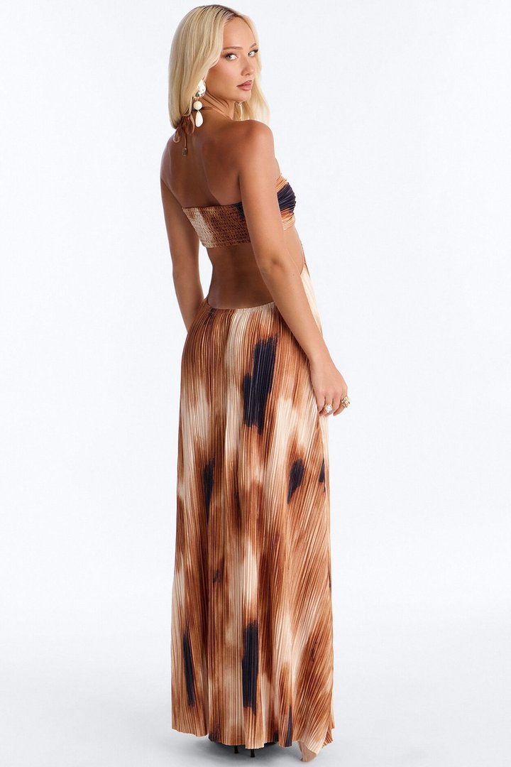 Where's The Sun Maxi Dress - Brown/combo