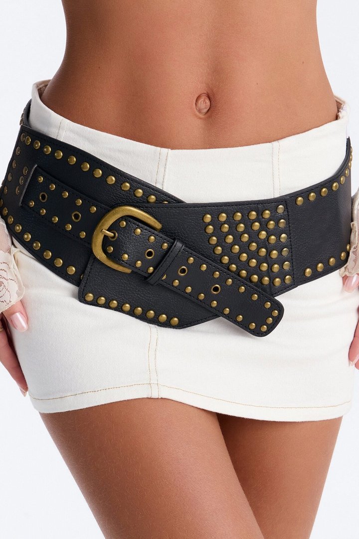 Saddle Ridge Wide Faux Leather Belt - Black