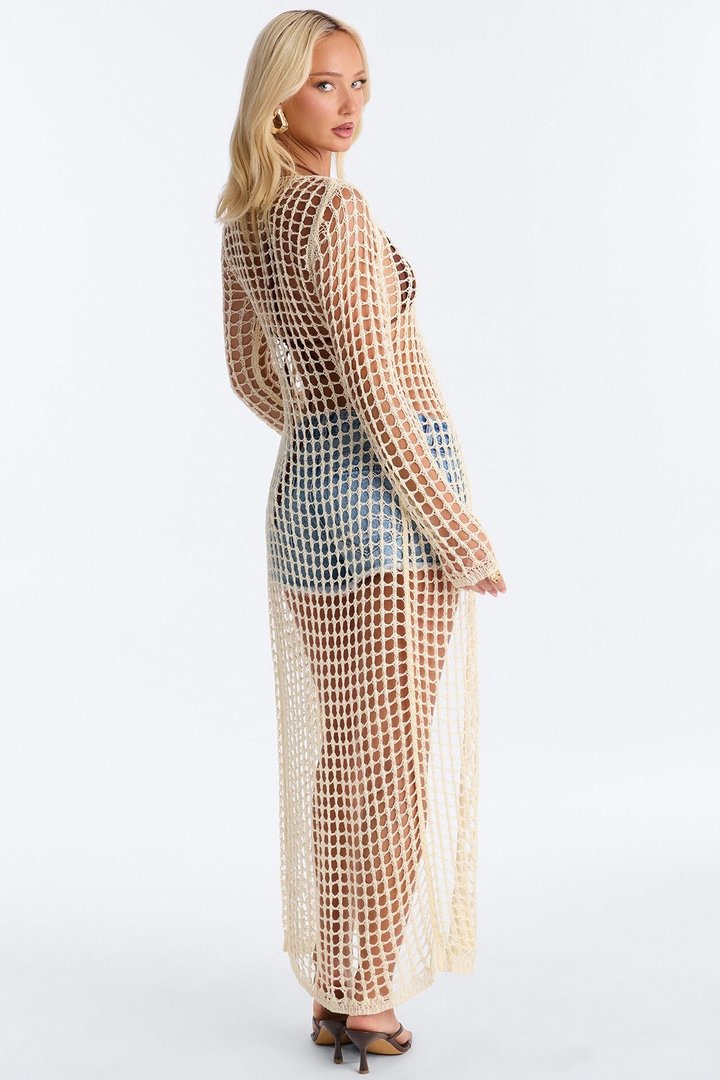 Sunkissed Days Long Crochet Cardigan - Cream