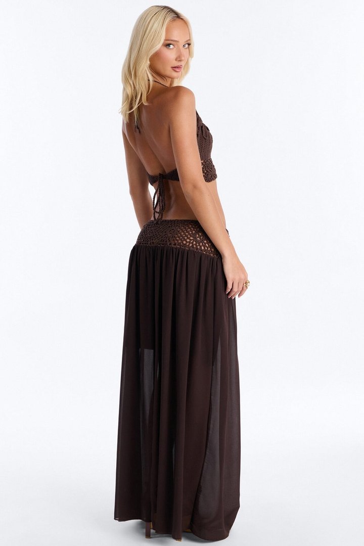 Cara Crochet Skirt Set - Chocolate
