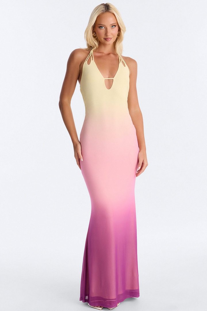 Billion Dollar Girl Ombre Maxi Dress - Pink/combo