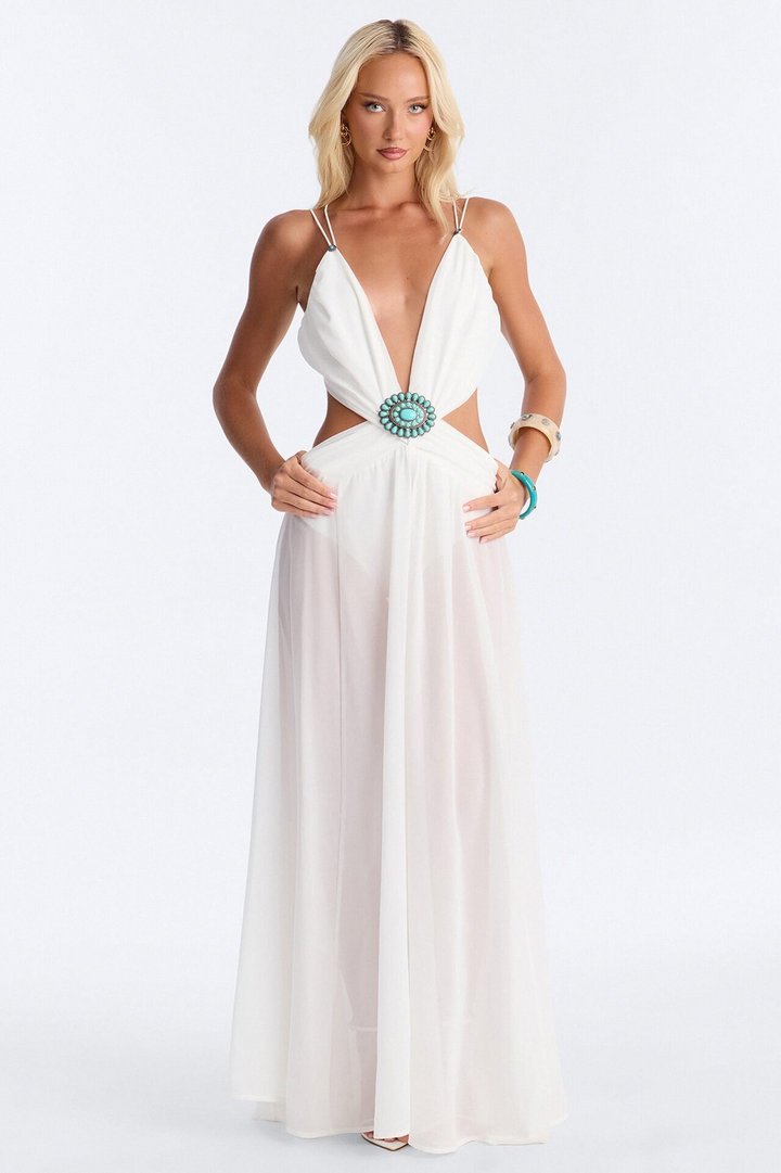 Selene Chiffon Maxi Dress - White